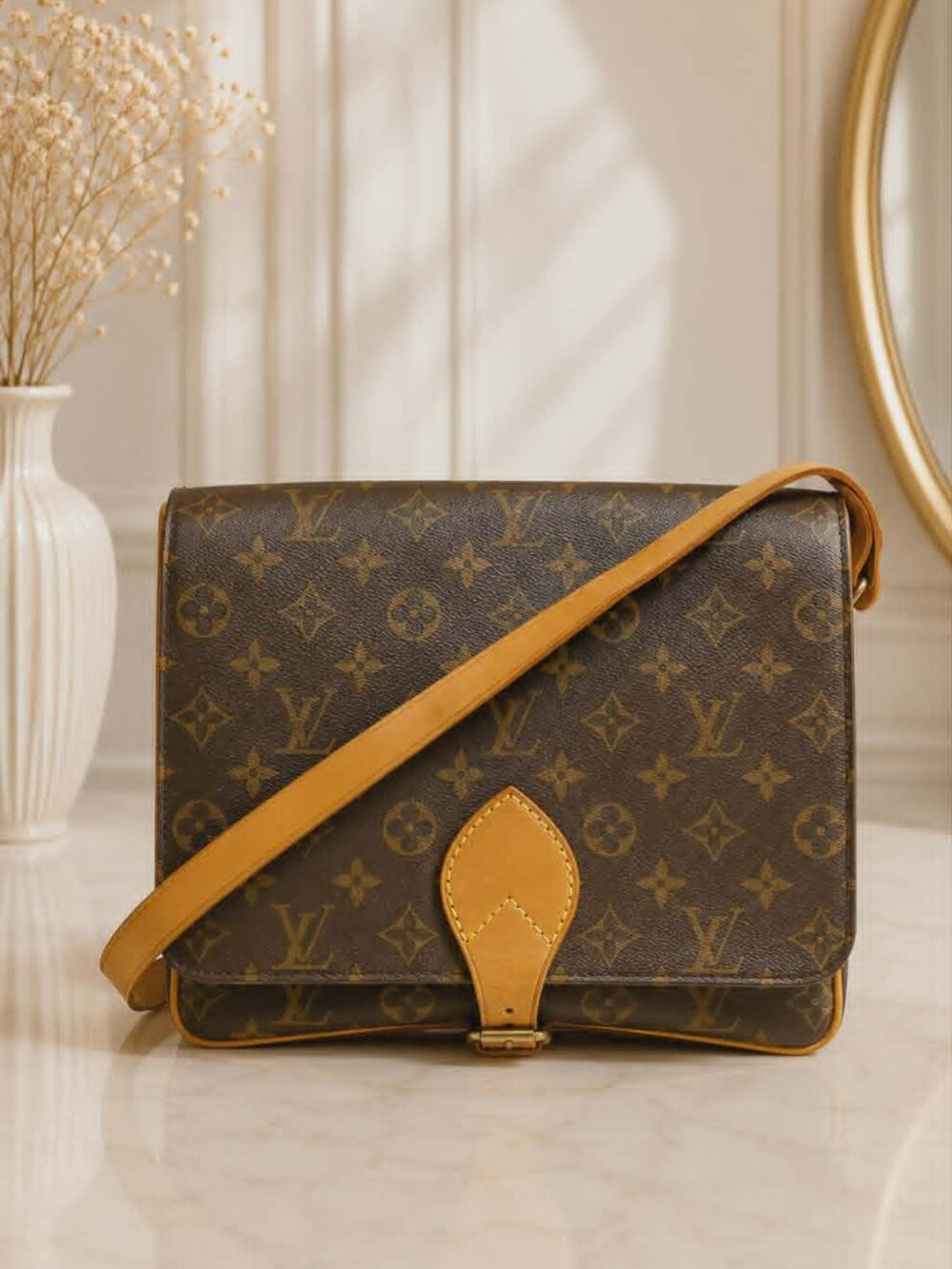 Authentic Louis Vuitton Cartouchiere GM Monogram Canvas Crossbody/Shoulder Bag